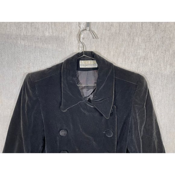 Vintage 70s 80s Necessary Objects Black Velvet Double Breasted Coat - Picture 2 of 7